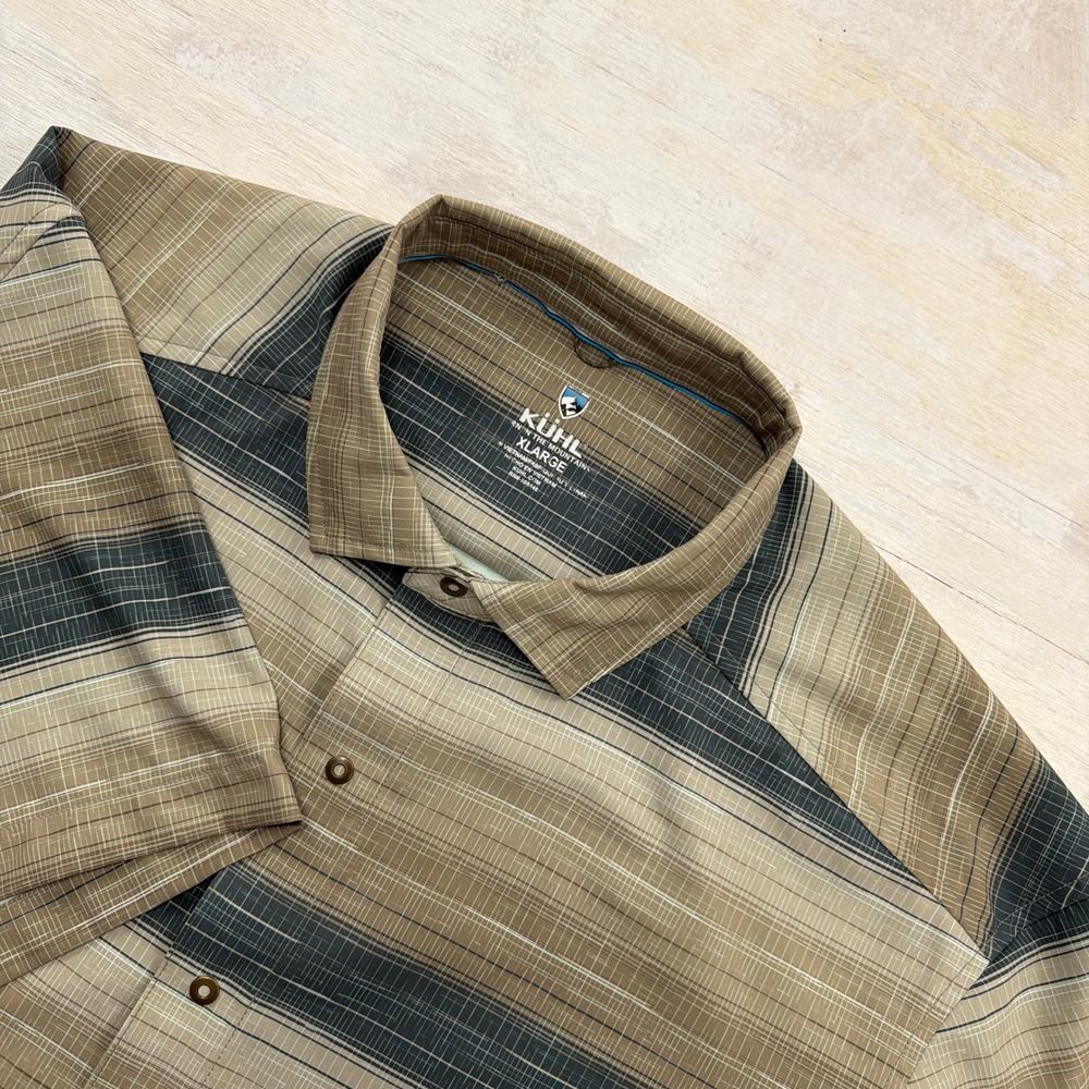 KUHL Shirt Short Sleeve Response Striped Earth Tone Mens XL
